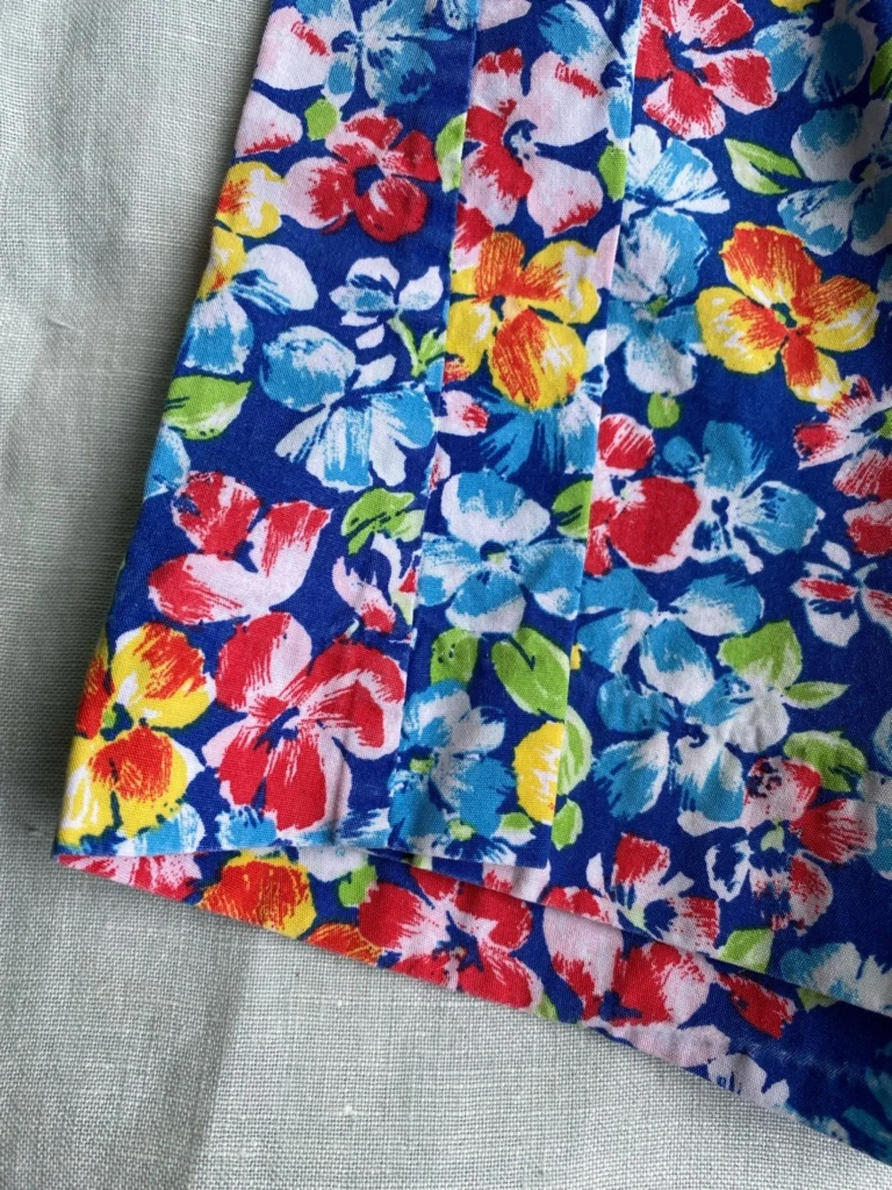Polo Ralph medium 8-10 Lauren cotton blue pink floral print elastic waist skirt